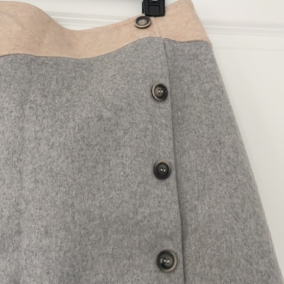 Anthropologie Line and dot wool blend mini skirt in gray and cream - Picture 2 of 8
